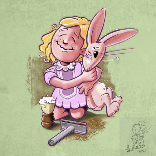 Cartoon: RazorRabbit (medium) by Jo Drathjer tagged kaninchen,hase,rückenhaar,brusthaar,trend,modetrend,körperbehaarung,mode,naked,girl,foam,razor,shaven,body,hair,waxing,brazilian,rasur,epilieren,haarentfernung,love,hug,umarmung,drücken,nackt,blanke,haut,haarloss,körperglatze