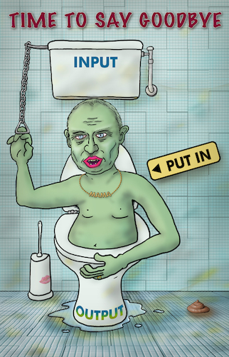 Cartoon: Time to Say Goodbye! (medium) by salinos tagged salinos,putin,war,ukraine