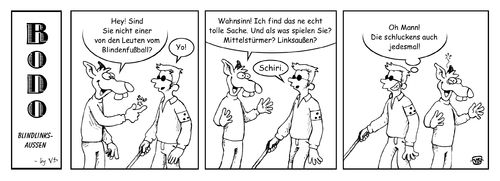 Cartoon: BODO - Blindlinksaußen (medium) by volkertoons tagged volkertoons,cartoon,comic,strip,bodo,ratte,rat,blind,blindheit,behinderung,behindert,handicap,disability,handicapped,disabled,fußball,soccer,football,schiri,schiedsrichter,referee,verarsche,verarschung,verarschen,veräppeln,verulken,kidding,blindenfußball,behindertensport,sport,sports