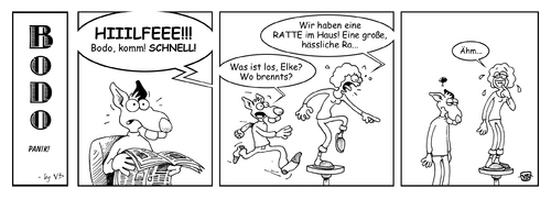 Cartoon: BODO - Panik! (medium) by volkertoons tagged fear,angst,phobia,phobie,panic,panik,rat,ratte,bodo,strip,comic,cartoon,volkertoons