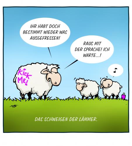 Cartoon: Das Schweigen der Lämmer (medium) by volkertoons tagged cartoon,volkertoons,humor,movie,film,kino,hannibal,krimi,thriller,schafe,das,schweigen,der,lämmer,silence,of,the,lambs,natur,nature,tiere,animals,graffiti,sprayer,lümmel