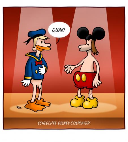 Cartoon: Disney Cosplay (medium) by volkertoons tagged cosplay,micky,maus,mickey,mouse,donald,duck,cartoon,volkertoons,disney,persiflage,parodie,kultur,kostüm,kostümspiel,cosplay,verkleiden,verkleidung,verkleidungstrend,trend,disney,world disney,mickey mouse,donald duck,parodie,theater,auftritt,vorführung,bühne,schauspieler,laie,world,mickey,mouse,donald,duck