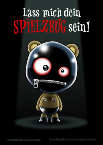 Cartoon: Lass mich dein Spielzeug sein! (medium) by volkertoons tagged volkertoons,cartoon,comic,karte,grußkarte,postkarte,greeting,card,bär,baer,teddy,bear,teddybär,spielzeug,toy,pet,plüschtier,kuscheltier,stofftier,sm,fetisch,latex,piercing,sklave,slave