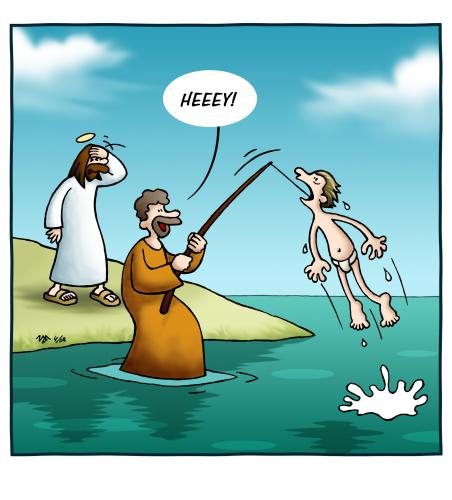 Cartoon: Menschenfischer (medium) by volkertoons tagged volkertoons,dornemann,cartoon,bibel,bible,jesus,christus,angeln,fischen,fihing,fisherman,fischer,menschenfischer,cartoon,bibel,jesus christus,angeln,fischen,fischer,menschenfischer,fisch,fische,tiere,tier,glaube,religion,jesus,christus