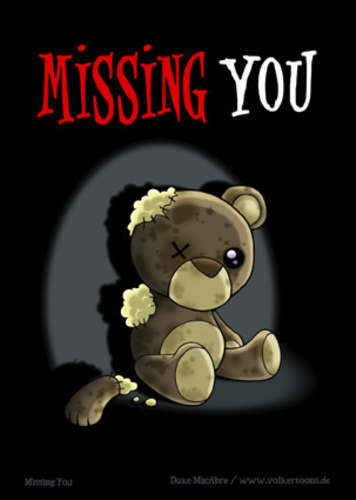 Cartoon: Missing You (medium) by volkertoons tagged grußkarte,karte,comic,cartoon,volkertoons,postkarte,greeting,card,bär,baer,teddy,bear,teddybär,spielzeug,toy,pet,plüschtier,kuscheltier,stofftier,kaputt,damaged,out,of,order,tot,dead,einsamkeit,allein,alleinsein,loneliness,lonely,alone,traurig,sad