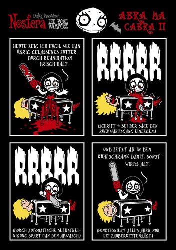 Cartoon: NOSFERA - Abra Macabra II (medium) by volkertoons tagged vampöse,böse,vampiress,vicious,vampires,vampire,vampir,nosfera,magic,trick,zaubertrick,zirkus,circus,variete,säge,saw,chainsaw,kettensäge