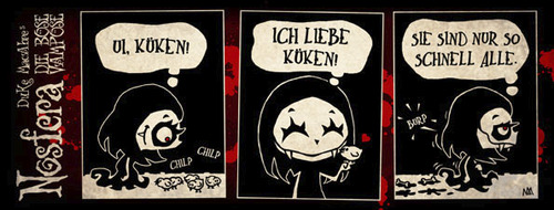 Cartoon: Nosfera - Küken (medium) by volkertoons tagged volkertoons,duke,macabre,nosfera,küken,hühnchen,kücken,süß,sweet,cute,fun,funny,lustig,humor,vampir,vampire,vampires,vampöse,böse,snack,chick,chicks,chicken,chickies,chicklet