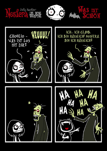 Cartoon: NOSFERA - Was ist schön? (medium) by volkertoons tagged nosfera,vampir,vampire,vampires,vampiress,vampirin,böse,vampöse,ghoul,ghul,tot,untot,dead,undead,beauty,schönheit,fun,humor