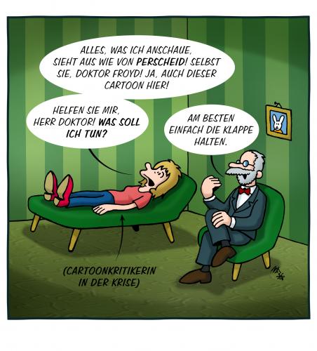 Cartoon: Perscheinoia (medium) by volkertoons tagged cartoon,volkertoons,perscheid,paranoia,freud,psychoanalyse,psychoanalytiker,psycho,klugscheißer