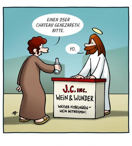 Cartoon: Wein und Wunder (medium) by volkertoons tagged jesus,christus,humor,christ,religion,wine,wonders,wein,wunder,cartoon,volkertoons