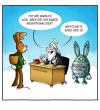 Cartoon: Eggmaster 3000 (small) by volkertoons tagged volkertoons,cartoon,easter,egg,ostern,osterhase,osterei,bunny,rabbit,gott,god,himmel,heaven,wirtschaftskrise,krise,crisis,arbeitslos,arbeitslosigkeit,job,jobless,rationalisierung,roboter,robot,humor