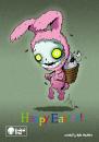 Cartoon: Happy Easter (small) by volkertoons tagged easter ostern volkertoons cartoon illustration osterhase hase bunny greeting card grußkarte osterei ei überraschung surprise pink dark zombie zombies tot untot dead death undead happy lustig fantasy halloween horror creepy creeps