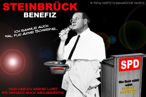 Cartoon: Benefiz-Junkie (medium) by cartoonist_egon tagged peer,der,stein,brück