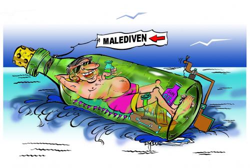 Cartoon: Die Lust am Reisen (medium) by cartoonist_egon tagged flaschenpost,reisen,meer,wasser