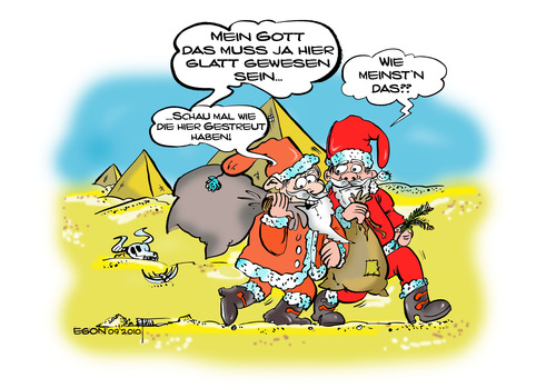 Cartoon: Gestreut (medium) by cartoonist_egon tagged wüste,sahara,weihnachten,streuung