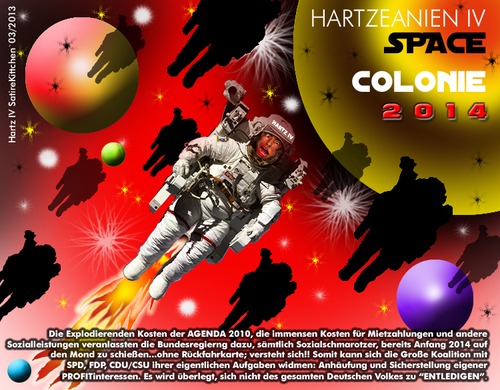 Cartoon: hartz IV Galactica (medium) by cartoonist_egon tagged hartz,iv,sgb,ii,sozialer,abbau