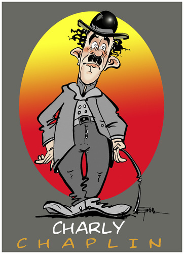 Cartoon: Hommage an The Tramp (medium) by cartoonist_egon tagged chaplin,comedian,tramp,film,kino