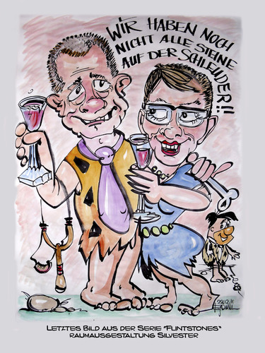 Cartoon: Hommage on the flintstones (medium) by cartoonist_egon tagged flintstones,steinzeit,feuerstein,urzeit