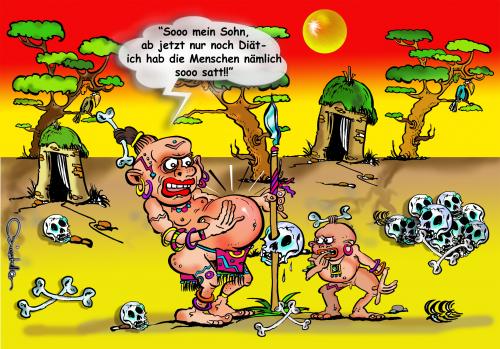 Cartoon: KannibalenDIÄT (medium) by cartoonist_egon tagged kannibalen,diät,humor,fun