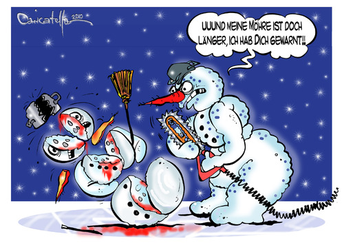 Cartoon: Meine Möhre.... (medium) by cartoonist_egon tagged horror,schneemänner,winter