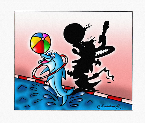 Cartoon: Dolphin Animal Rights (medium) by halisdokgoz tagged dolphin,animal,rights
