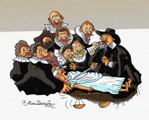 Cartoon: Dr. Tulp Anatomy LAW Lesson (medium) by halisdokgoz tagged dr,tulp,anatomy,law,lesson
