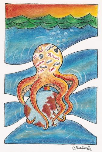 Cartoon: octopus inernational (medium) by halisdokgoz tagged octopus,inernational