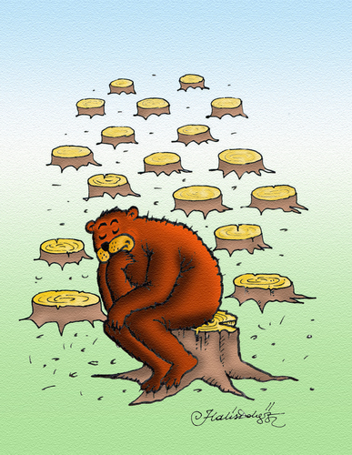 Cartoon: Thinking Bear (medium) by halisdokgoz tagged thinking,bear