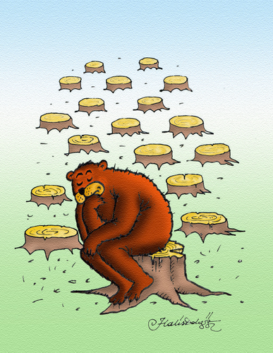 Cartoon: Thinking Bear (medium) by halisdokgoz tagged thinking,bear