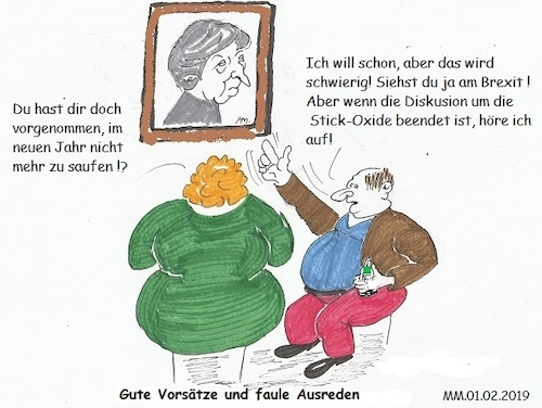 Cartoon: Gute Vorsätze (medium) by quadenulle tagged vorsätze,brexit,stickoxide,ausreden,saufen