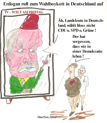 Cartoon: Wahlboykott-Aufruf durch Erdogan (medium) by quadenulle tagged erdogan,politik,wahlen,demokratie,türkei,frei,unabhängig,deutschland,bundestagswahl,2017