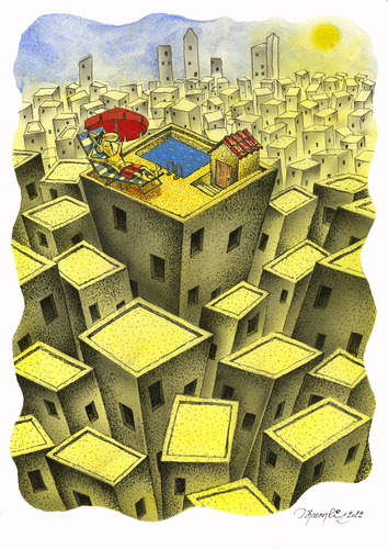 Cartoon: City and Citizen (medium) by Tural Hasanli tagged hasanli,tural