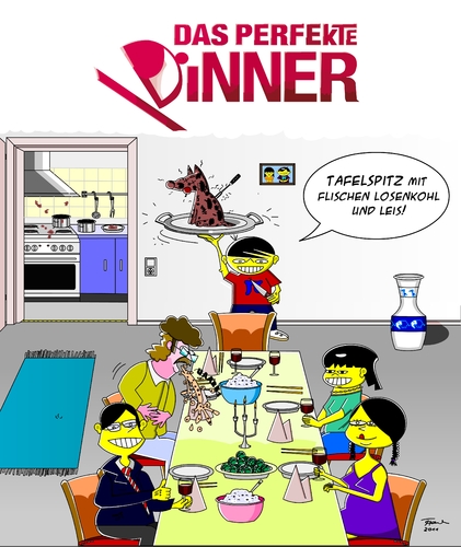 Cartoon: Das perfekte Dinner (medium) by Tricomix tagged dinner,perfektes,vox,asiatische,wochen,tafelspitz,rosenkohl,reis,fernsehen,kochen,lafer,schuhbeck,vietnam,china