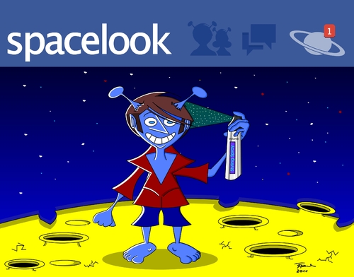 Cartoon: Spacelook (medium) by Tricomix tagged gefaellt,it,like,network,social,facebook,spacelook,wall,message,nachricht,internet,weltall,space,mir,lol,me,add,adden,comment