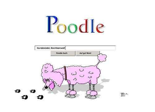 Cartoon: Suchmaschine-Searching engine (medium) by Tricomix tagged poodle,google,suchmaschine,spur,internet,searching,engine,mountain,view,google,suchmaschine,internet