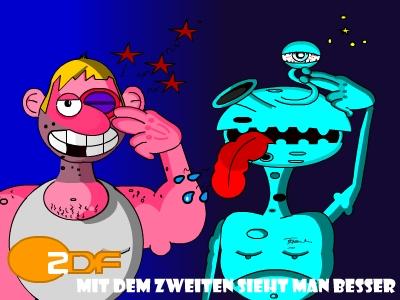 Cartoon: ZDF Fans (medium) by Tricomix tagged zdf,zweites,deutsches,fernsehen,tv,lerchenberg,mainz,klotze