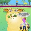 Cartoon: Flexibilität. (small) by Tricomix tagged verganer,vegetarier,zoodirektor,zoo,tiger,wärter,karotten,salat,bananen,und,äpfel,gmüse