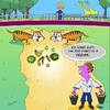 Cartoon: Flexibility (small) by Tricomix tagged vegan,vegetarian,zoo,director,tiger,guards,carrot,salad,bananas,apples,gmüse