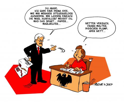 Cartoon: Steinmeiers letzte Karte (medium) by Wunschcartoon tagged steinmeier,merkel,wahl,2009