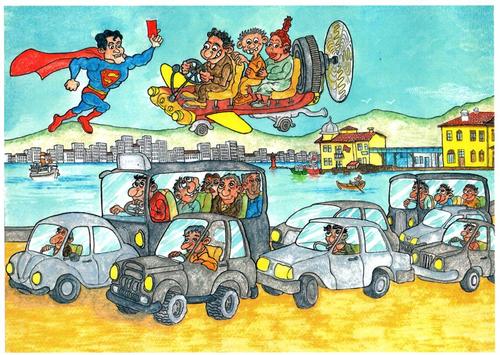 Cartoon: SUPERMAN (medium) by cankus tagged traffic
