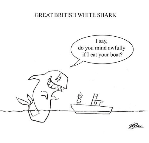 Cartoon: I Say (medium) by pinkhalf tagged cartoon,shark,animal,sea,boat