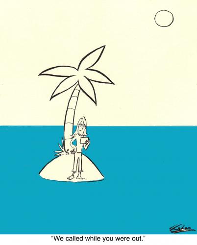 Cartoon: Somewhere in the Pacific (medium) by pinkhalf tagged cartoon,man,island,sun