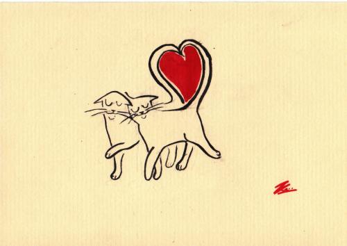 Cartoon: The Love Cats (medium) by pinkhalf tagged cartoon,animal,love