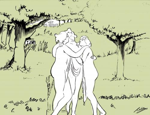 Cartoon: The Three Disgraces (medium) by pinkhalf tagged cartoon,garden,man