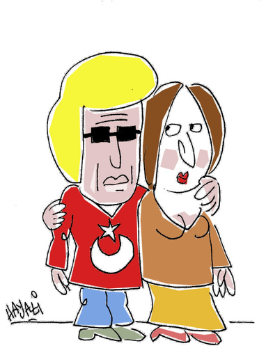 Cartoon: Ali Heino Can and Nur Can (medium) by Hayati tagged berlin,boyacioglu,hayati,beziehung,liebe,love,integration,deutsch,tuerke,tuerkei,heimatlieder,heimat,saenger,nur,und,can,heino,ali