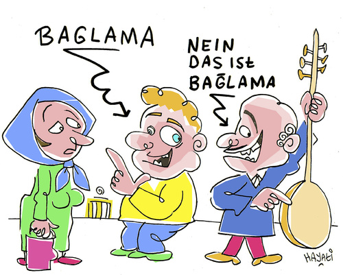 Cartoon: BAGLAMA (medium) by Hayati tagged baglama,tuerkischer,gitarre,saz,musikinstrument,2013,deutschland,hayati,boyacioglu,berlin,baglama,tuerkischer,gitarre,saz,musikinstrument,2013,deutschland,hayati,boyacioglu,berlin