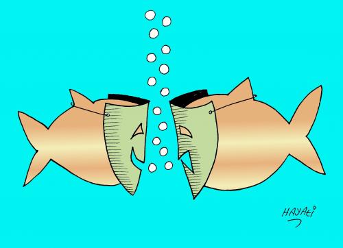 Cartoon: Fische (medium) by Hayati tagged maskierte,fische,masken,maskeli,baliklar,hayati,boyacioglu