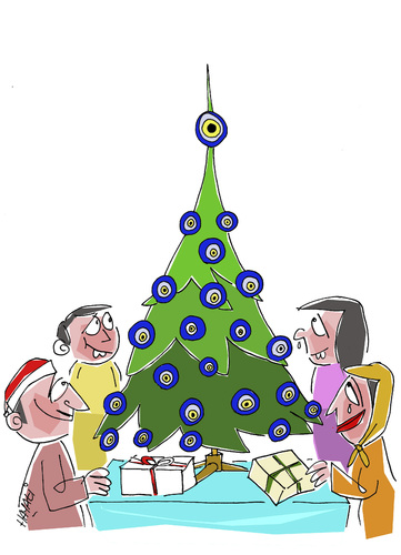 Cartoon: FROHES FEST (medium) by Hayati tagged weihnachten,merry,christmas,noel,happy,hayati,boyacioglu,2012