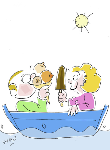 Cartoon: Love on Summer... (medium) by Hayati tagged liebe,love,dondurma,eis,ask,sandal,deniz,meer,hayati,boyacioglu