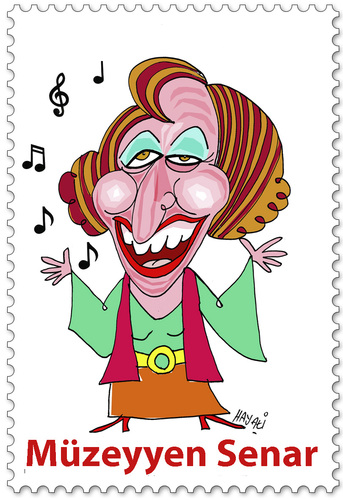 Cartoon: Müzeyyen Senar (medium) by Hayati tagged müzeyyen,senar,istanbul,saengerin,kuenstlerin,klassische,musik,hayati,boyacioglu,briefmarken,berlin